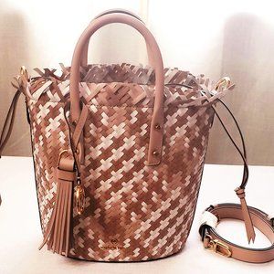 Michael Kors Leather Bucket Messenger Bag